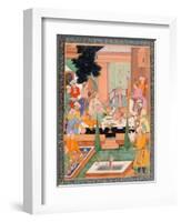 A Prince and Companions Take Refreshments and Listen to Music, from the Small Clive Album-Mughal-Framed Giclee Print