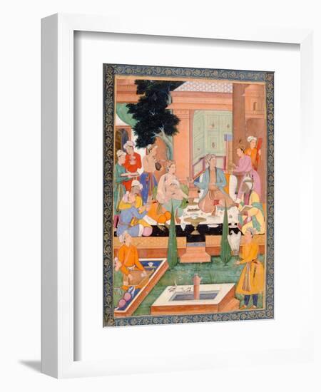 A Prince and Companions Take Refreshments and Listen to Music, from the Small Clive Album-Mughal-Framed Giclee Print