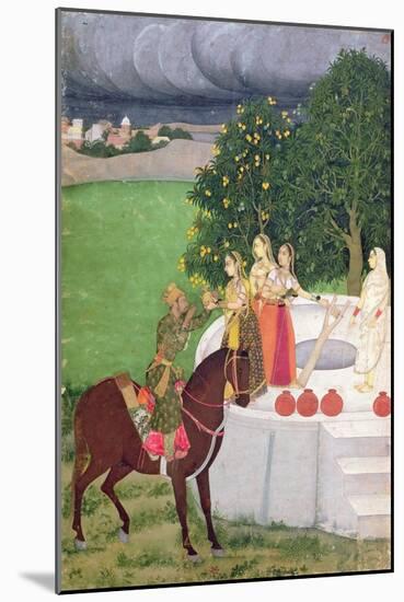 A Prince Begging Water from Women at a Well, Mughal, c.1720-null-Mounted Giclee Print