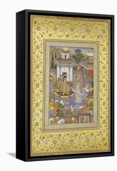 A Prince Giving Audience Mughal Late 16th Century-null-Framed Stretched Canvas