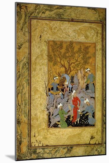 A Princely Hawking Party in the Mountains, C1575-Mirza Ali-Mounted Giclee Print