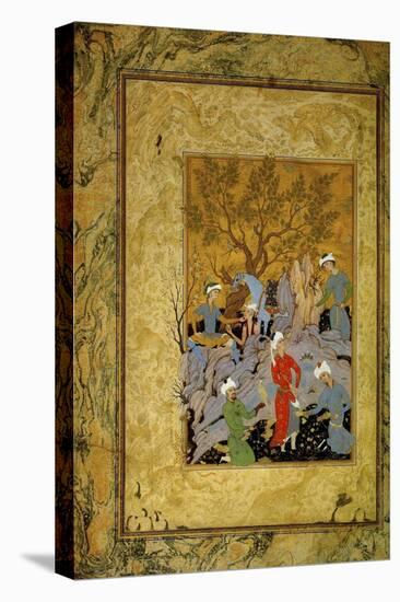 A Princely Hawking Party in the Mountains, C1575-Mirza Ali-Stretched Canvas