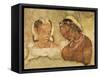 A Princess and Her Servant, Copy of a Fresco from the Ajanta Caves, India-null-Framed Stretched Canvas