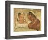 A Princess and Her Servant, Copy of a Fresco from the Ajanta Caves, India-null-Framed Giclee Print