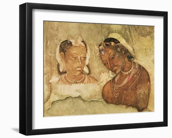 A Princess and Her Servant, Copy of a Fresco from the Ajanta Caves, India-null-Framed Giclee Print