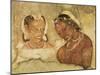 A Princess and Her Servant, Copy of a Fresco from the Ajanta Caves, India-null-Mounted Giclee Print