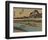 A Procession for a Warlord (Daimyo) Wades Through the River to the Other Side-Utagawa Hiroshige-Framed Art Print