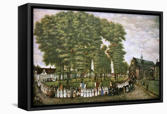 A Procession in Bruges at the End of the 19th Century,' 19th Century-null-Framed Stretched Canvas