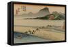 A Procession of a Daimyo Cross a River-Utagawa Hiroshige-Framed Stretched Canvas