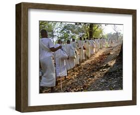 A Procession of Buddhist Nuns Make Their Way Through the Temples of Angkor, Cambodia, Indochina-Andrew Mcconnell-Framed Photographic Print