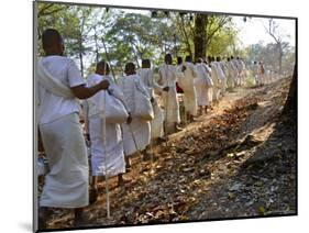 A Procession of Buddhist Nuns Make Their Way Through the Temples of Angkor, Cambodia, Indochina-Andrew Mcconnell-Mounted Photographic Print