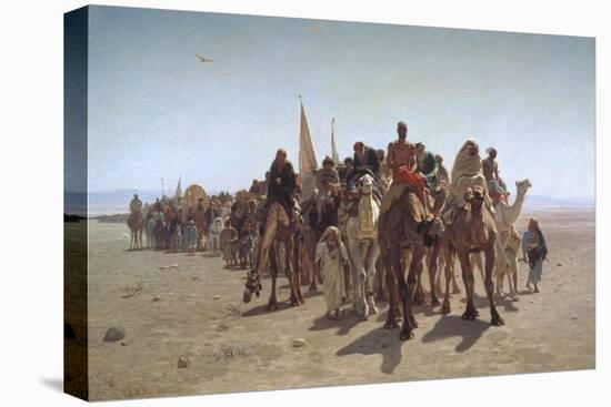 A Procession of Pilgrims on their Way to Mecca, 1861-Léon Adolphe Auguste Belly-Stretched Canvas