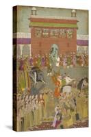 A Procession Scene with Musicians, from a copy of the Padshanama, Mughal period, mid 17th century-Mughal School-Stretched Canvas