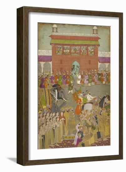 A Procession Scene with Musicians, from a copy of the Padshanama, Mughal period, mid 17th century-Mughal School-Framed Giclee Print