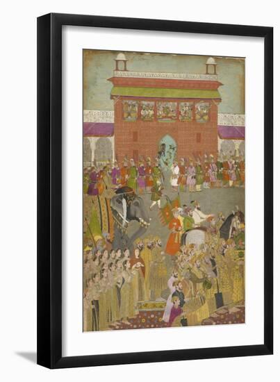 A Procession Scene with Musicians, from a copy of the Padshanama, Mughal period, mid 17th century-Mughal School-Framed Giclee Print