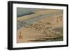 A Procession Travelers Make their Way over Sand Banks and the Oi River-Utagawa Hiroshige-Framed Art Print