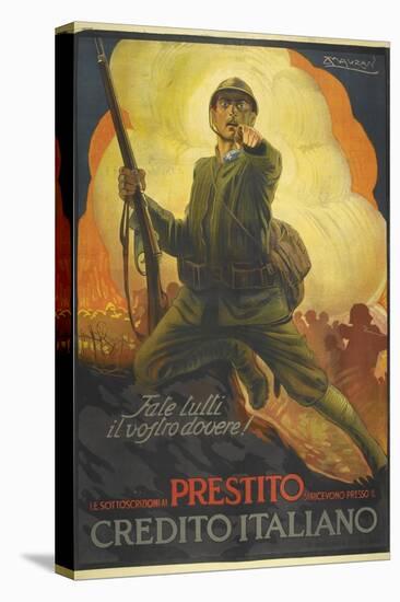 A Propaganda Poster Depicting an Italian (?) Soldier, Pointing-null-Stretched Canvas