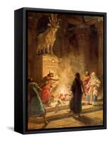 A prophet of God denounces the idolatry of Jeroboam - Bible-William Brassey Hole-Framed Stretched Canvas