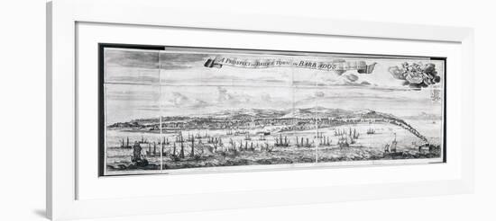 A Prospect of Bridge Town in Barbados, Drawn by Samuel Copen and Engraved by Johannes Kip, 1695-null-Framed Giclee Print