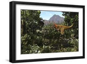 A Protofeathered Lythronax Comes Upon a Pair of Diabloceratops-null-Framed Art Print
