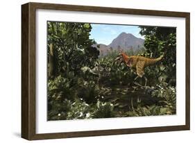 A Protofeathered Lythronax Comes Upon a Pair of Diabloceratops-null-Framed Premium Giclee Print