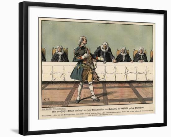 A Prussian Officer Demanding the Keys to the Town from the Mayor of Gruneberg-Carl Rochling-Framed Giclee Print