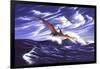 A Pteranodon Soars Just Above the Waves-null-Framed Art Print