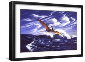 A Pteranodon Soars Just Above the Waves-null-Framed Art Print