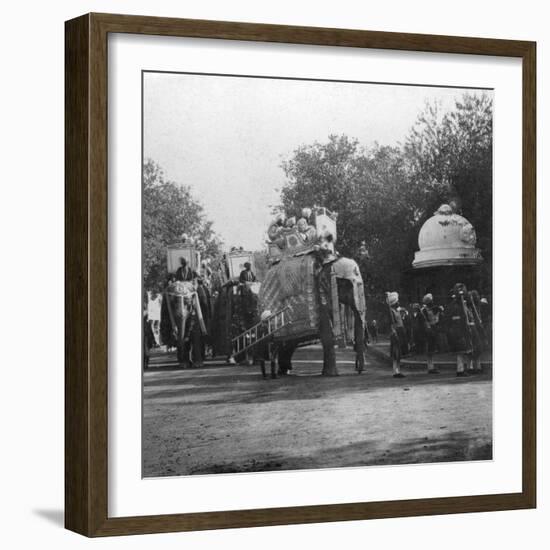 A Punjabi Princess in an Elephant Procession, Delhi, India, 1900s-H & Son Hands-Framed Giclee Print