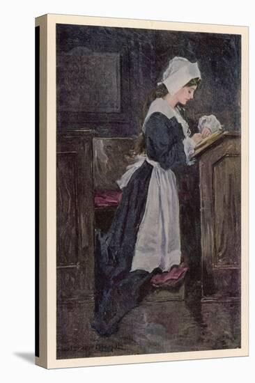 A Puritan Girl at Prayer-null-Stretched Canvas