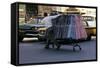 A Push Boy Steers a Rack of Dresses across an Intersection, New York, New York, 1960-Walter Sanders-Framed Stretched Canvas