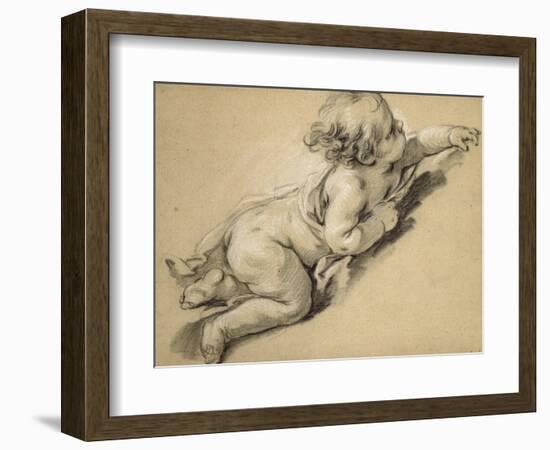 A Putto Reclining to Right-Francois Boucher-Framed Giclee Print