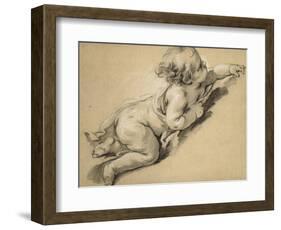 A Putto Reclining to Right-Francois Boucher-Framed Giclee Print