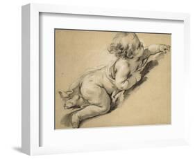 A Putto Reclining to Right-Francois Boucher-Framed Giclee Print