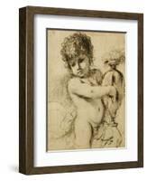 A Putto with a Vase-Guercino (Giovanni Francesco Barbieri)-Framed Giclee Print