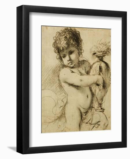 A Putto with a Vase-Guercino (Giovanni Francesco Barbieri)-Framed Giclee Print