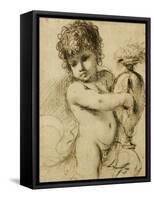 A Putto with a Vase-Guercino (Giovanni Francesco Barbieri)-Framed Stretched Canvas