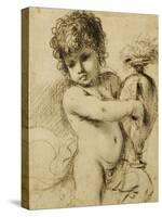 A Putto with a Vase-Guercino (Giovanni Francesco Barbieri)-Stretched Canvas