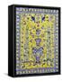 A Qajar Cuerda Seca Tile Panel-null-Framed Stretched Canvas