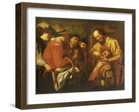 A Quack Dentist Extracting a Tooth, While a Group of Onlookers Watch Nearby-Gerrit Van Honthorst-Framed Giclee Print
