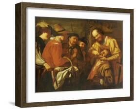 A Quack Dentist Extracting a Tooth, While a Group of Onlookers Watch Nearby-Gerrit Van Honthorst-Framed Giclee Print