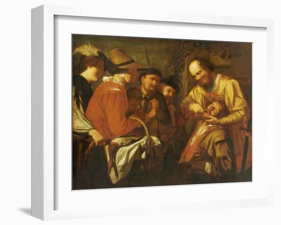 A Quack Dentist Extracting a Tooth, While a Group of Onlookers Watch Nearby-Gerrit Van Honthorst-Framed Giclee Print