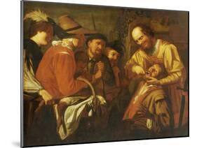 A Quack Dentist Extracting a Tooth, While a Group of Onlookers Watch Nearby-Gerrit Van Honthorst-Mounted Giclee Print