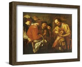 A Quack Dentist Extracting a Tooth, While a Group of Onlookers Watch Nearby-Gerrit Van Honthorst-Framed Giclee Print