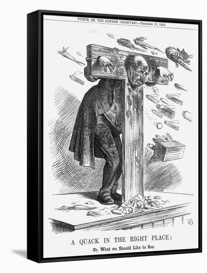 A Quack in the Right Place, 1864-John Tenniel-Framed Stretched Canvas