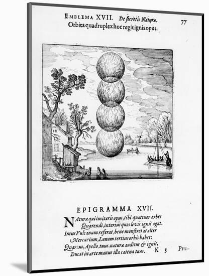 A Quadruple Wheel Rules This Fiery Work', Emblem Xvii from 'Atlanta Fugiens' by Michael Maier, 1617-German-Mounted Giclee Print