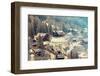 A Quaint Village in the Swiss Alps during Winter. Added Vintage Filter.-SAPhotog-Framed Photographic Print