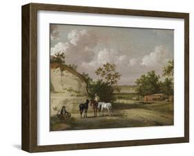 A Quarry Scene with Figures-Julius Caesar Ibbetson-Framed Giclee Print