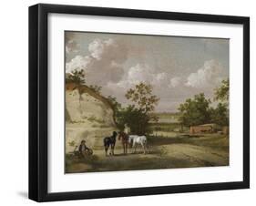 A Quarry Scene with Figures-Julius Caesar Ibbetson-Framed Giclee Print