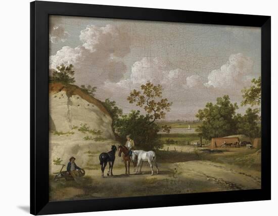 A Quarry Scene with Figures-Julius Caesar Ibbetson-Framed Giclee Print